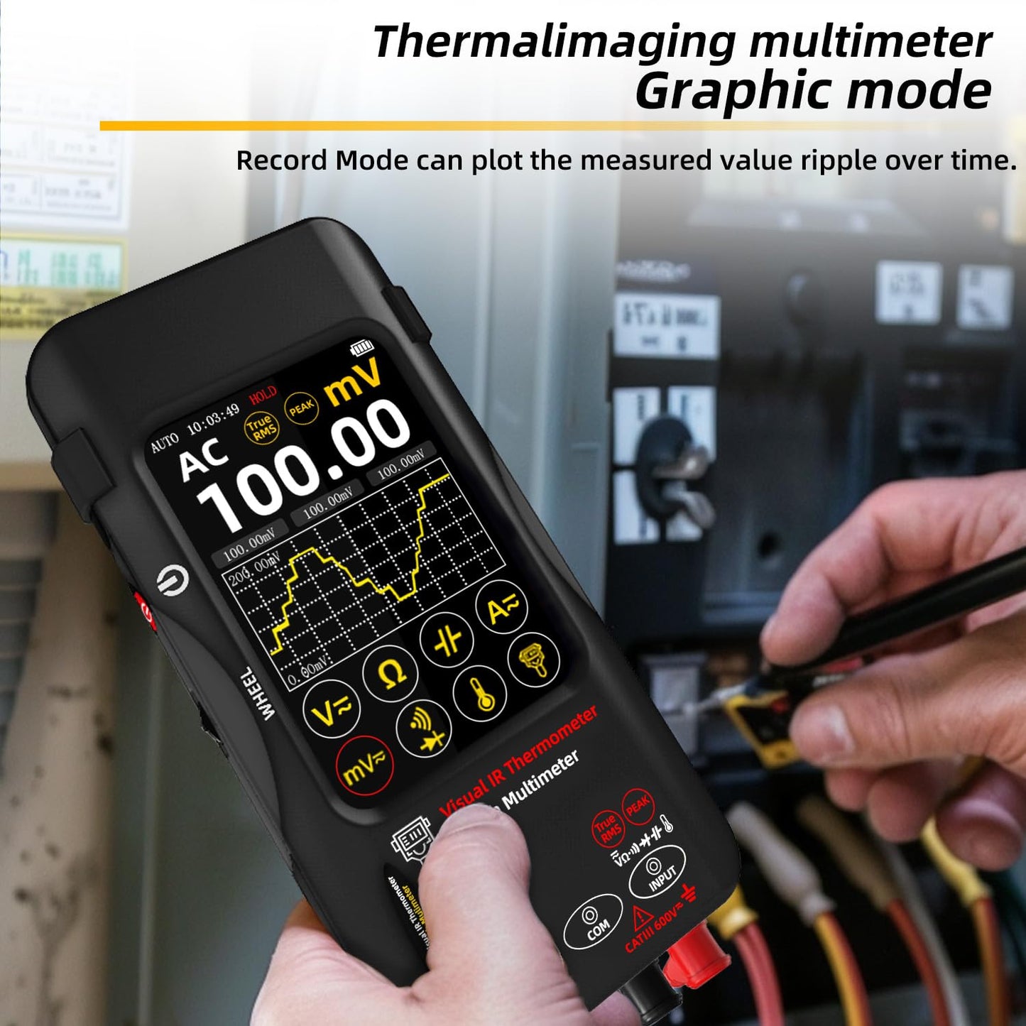 BSIDE SH9A Thermal Imager Multimeter with Macro Lens 428×320 IR Resolution, 20000 Words Multimeter with 3.98'' Touchscreen 25Hz Infrared Thermal Camera 15 Thermal Palettes Dual-Light Fusion IR Camera
