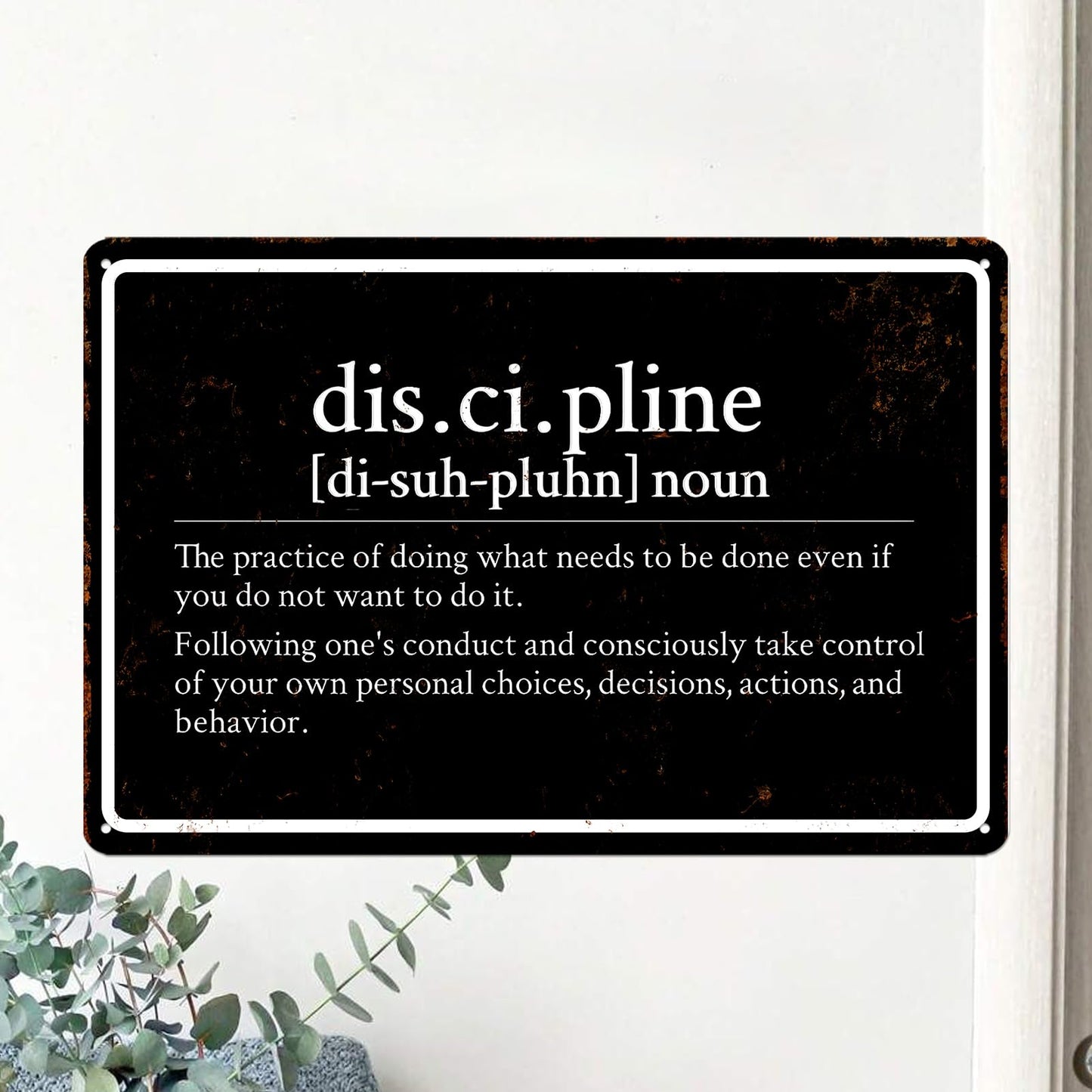 Discipline Poster Gym Sign Workout Posters for Home Gym Motivational Metal Wall Art Decor Funny Fitness Tin Signs Inspirational Posters for Garage Room Accessories 8x12 Inch