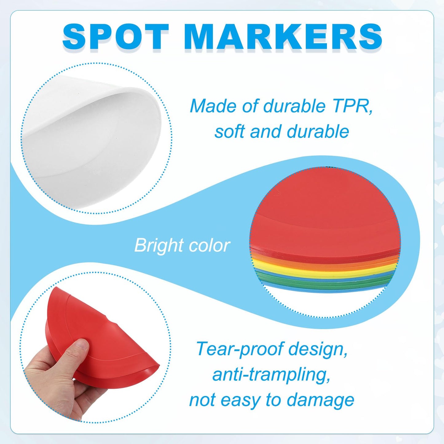 PATIKIL 6 Inch Flat Cones,10 Pcs Spot Markers Small Flat Soccer Training Cone for Football Basketball Agility Practice Sports Training Equipment, White