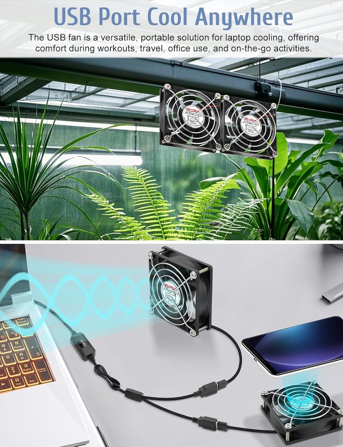2PCS 80mm 15mm 2 1 PS4 PS5 Wathai x Small USB Fan, USB Cooling Fan in for AV Receiver Flat Panel Xbox DVR Router TV Box