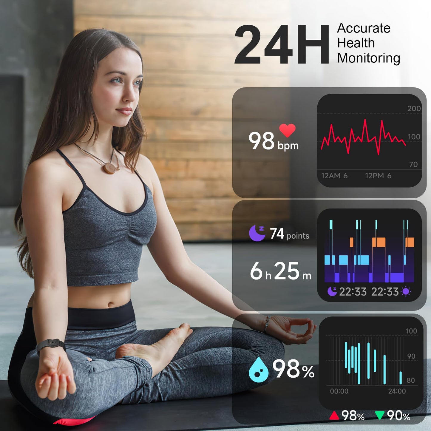 VMQIPNS Fitness Tracker,Smart Watch with 24/7 Heart Rate Blood Oxygen Sleep Monitor,1.47" HD Touchsreen with Step & Calorie Counter 100+ Sport Modes Health Activity Trackers for Men and Women (Black)