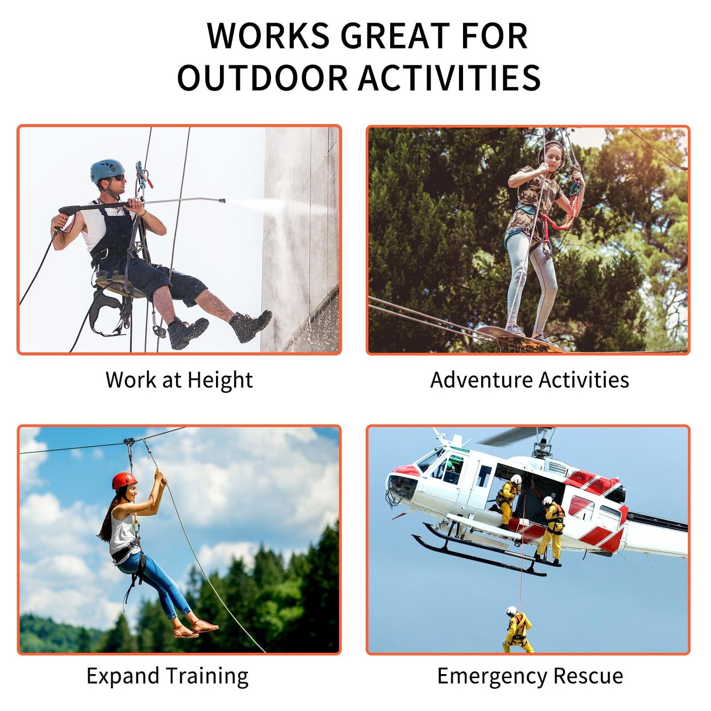 NewDoar 30 KN CE Certified Three Holes Rescue Climbing Pulley,for Max Rope 13mm Rope Hauling with Bearing Rappelling, Zipline,Durability Side Plates