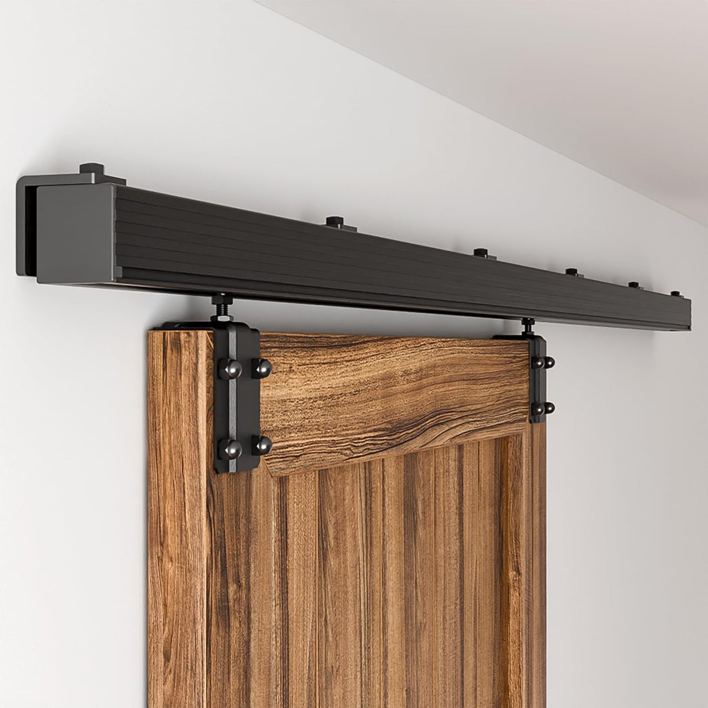 BONIKLUBA 8FT Box Rail Sliding Barn Door Hardware,Wall Mount Track Kit,Heavy Duty,Easy to Install(No Door)