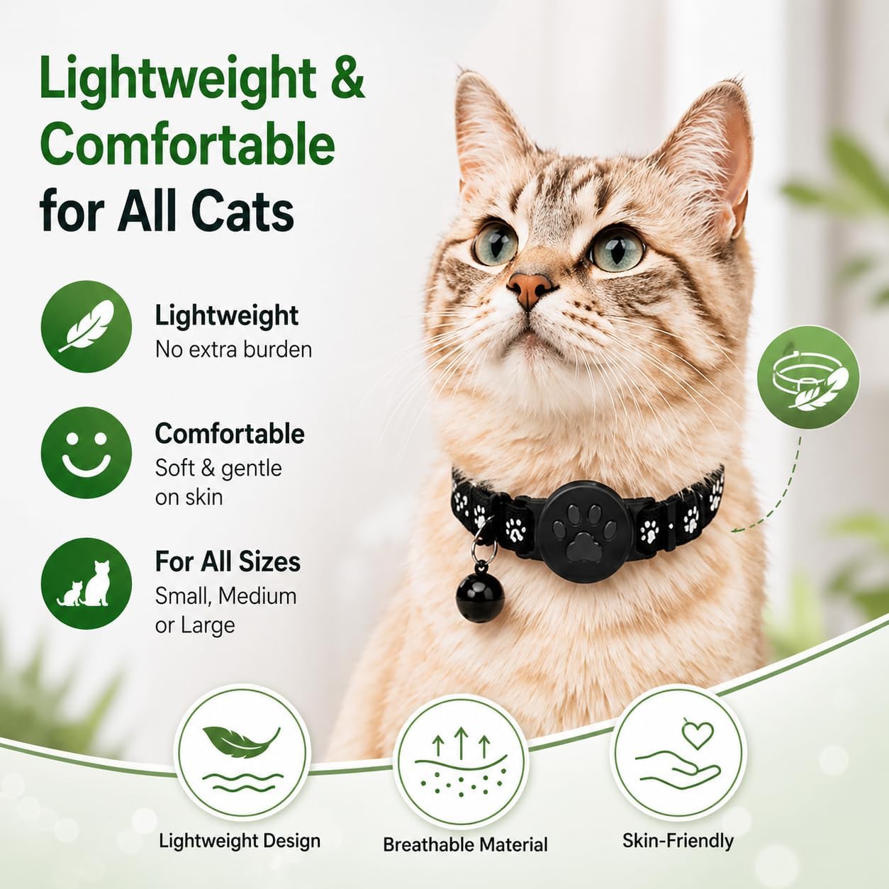 JNLIK Pet Tracker,GPS Collar for Cats (Android Only) Smart tag,Waterproof Compatible with Google Find My,No Monthly