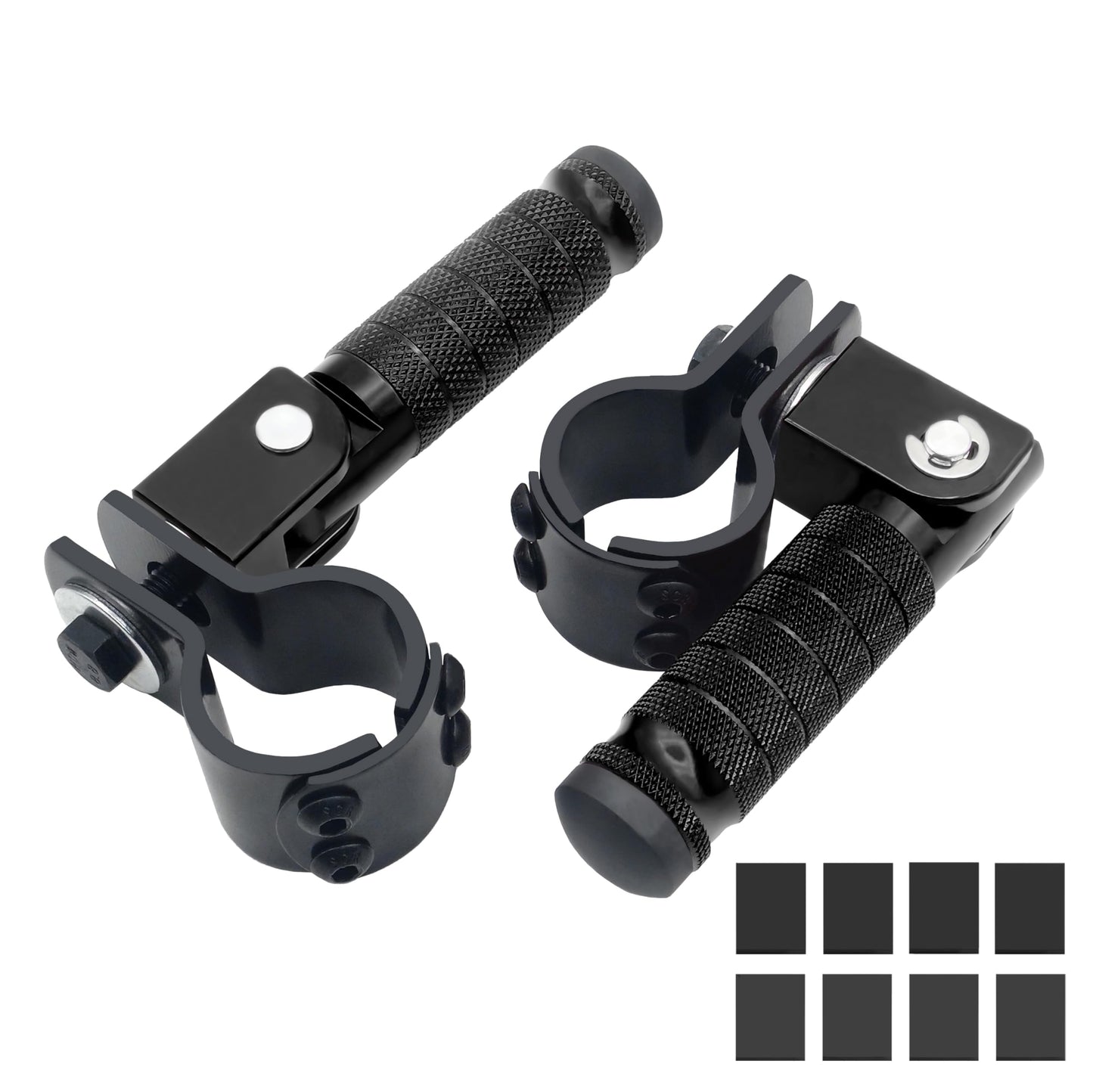 M8 Motorcycle CNC Aluminum 90 Degree Folding Rearsets Folded Motorbike Footrest Bicycle Footpegs Foot Pegs Pedal Universal (Black)