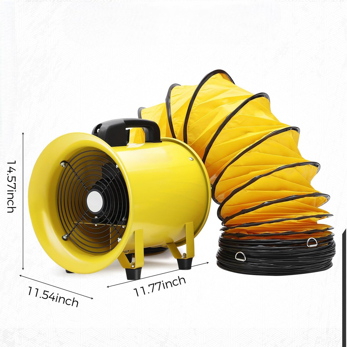 8 in Utility Blower Fan, 3300 RPM High-Speed Ventilation Fan with 16.4 ft PVC Duct Hose, CE & IP44 Waterproof Rated, Industrial Portable Air Blower Ventilator for Basements, Tunnels, Factories