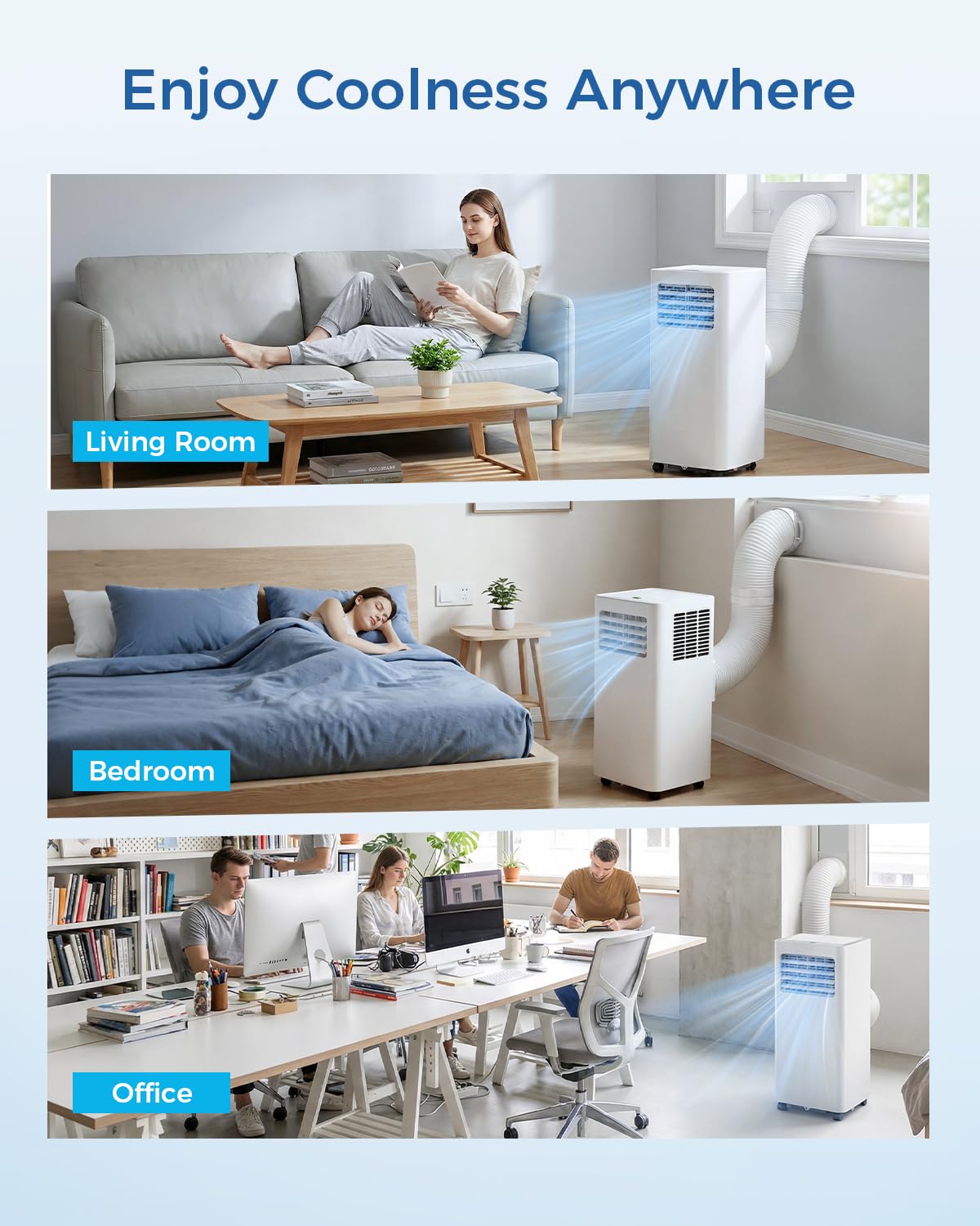 Feelfunn 14,000 BTU Portable Air Conditioners - 3-in-1 Portable AC Unit Cools Up to 750 Sq.Ft., with App/Wifi/Remote Control, Dehumidifier & Fan Modes, Window Mounting Kit, Ideal for Bedroom, Dorms
