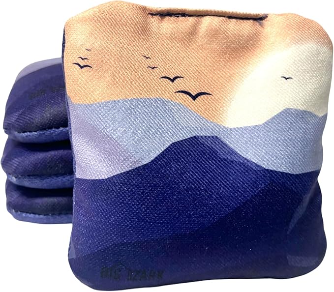 Competition Cornhole Bags Set of 8, Regulation Professional Weight Corn Hole Bean Bags for Tournament Play, Dual Sided Stick & Slick with Waterproof Pellets & Drawstring Bag, Orange & Blue