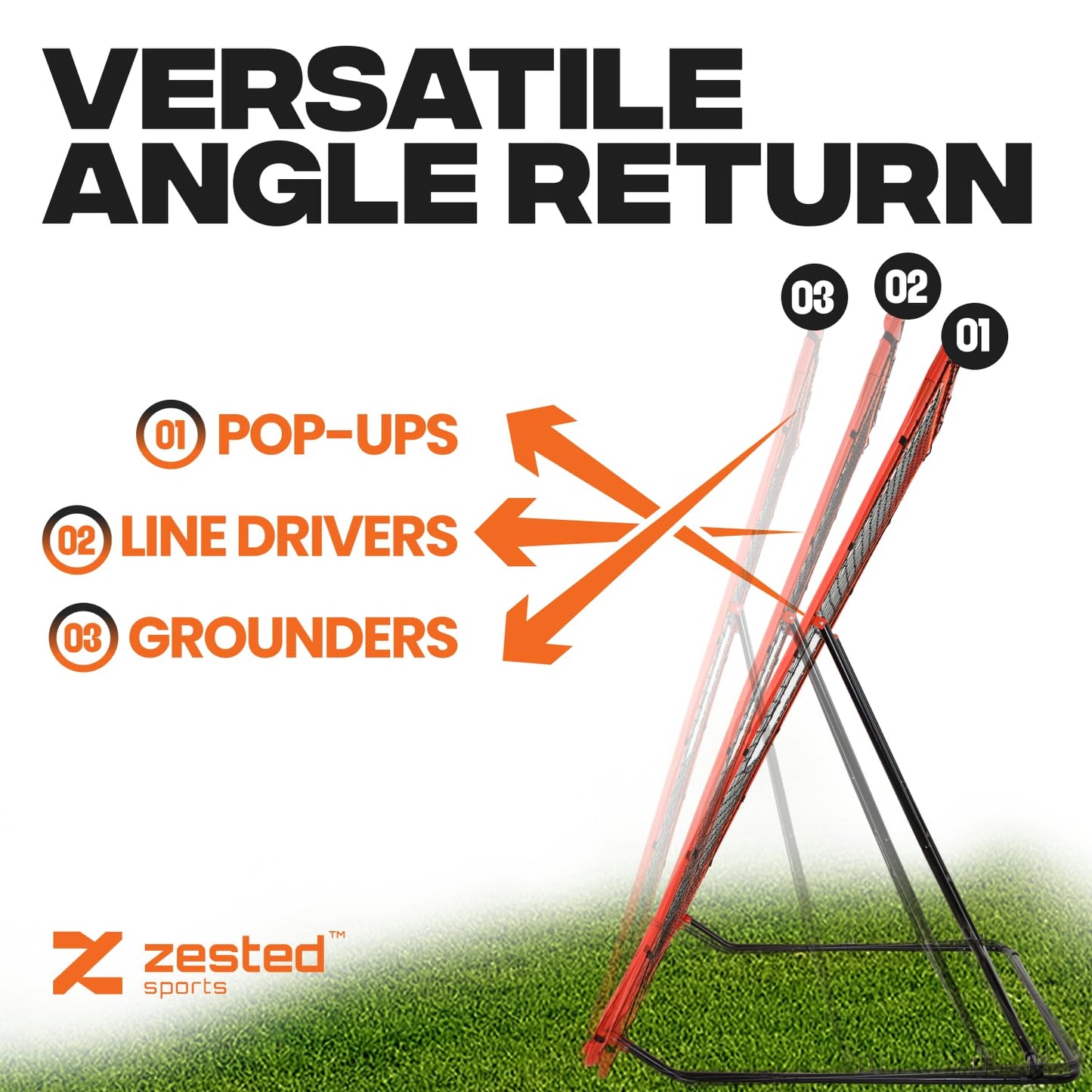 Zested Sports 7x4 FT Multi-Sport Rebounder Net – Adjustable Training Net for Volleyball, Lacrosse, Baseball & Soccer – Heavy-Duty Steel Frame, High-Tension Net & Carry Bag for Indoor/Outdoor Practice