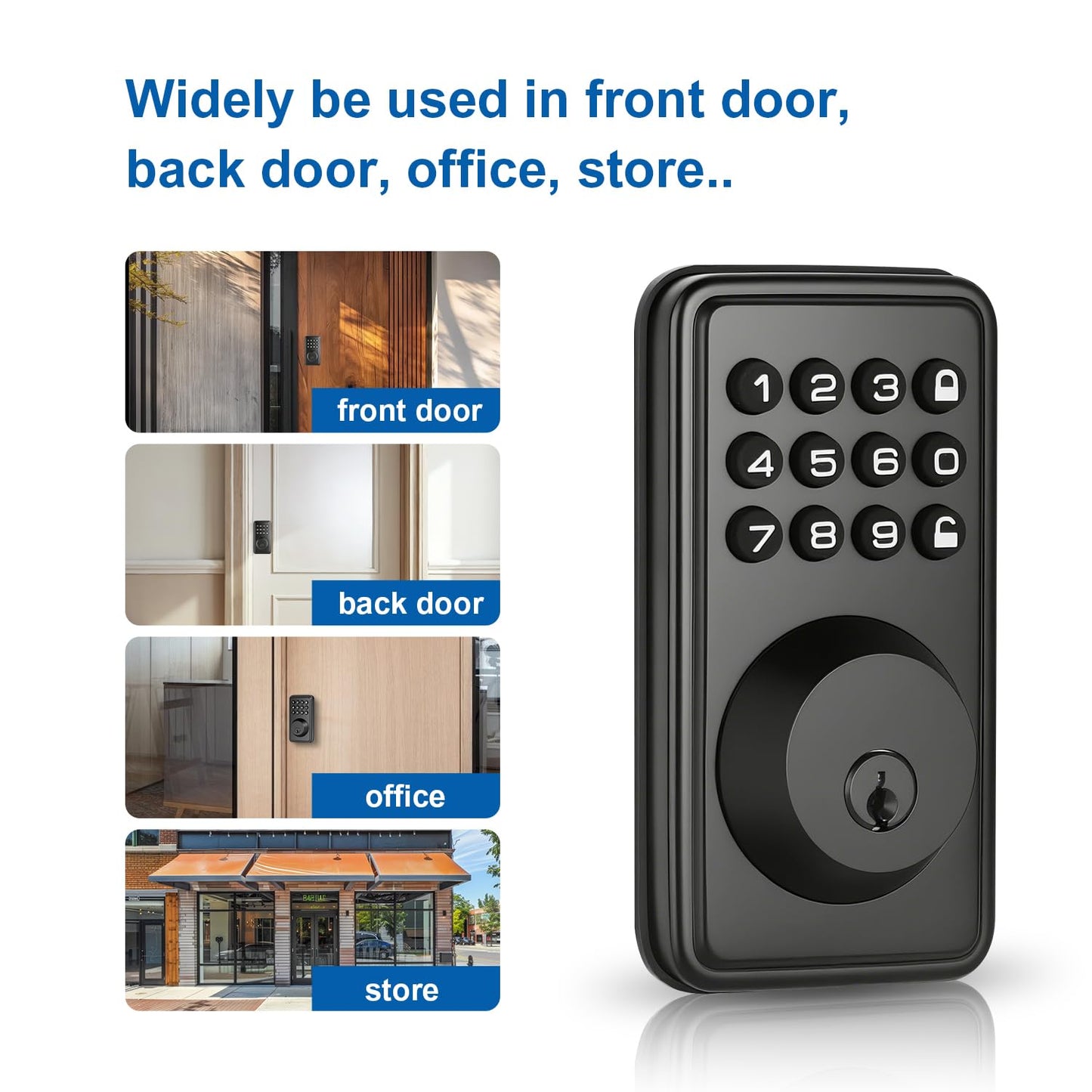 Mlinlccko Digital Passwords Lock an-ti Peeping PIN Passcodes Keyless Entry Door Locks for Security Smart Deadbolt Metal Automatically Time Delay Locking Low Battery Alert