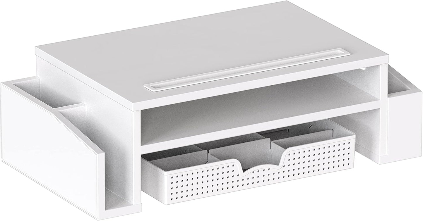 Simple Houseware Adjustable Monitor Stand Riser with Organizer Tray - White