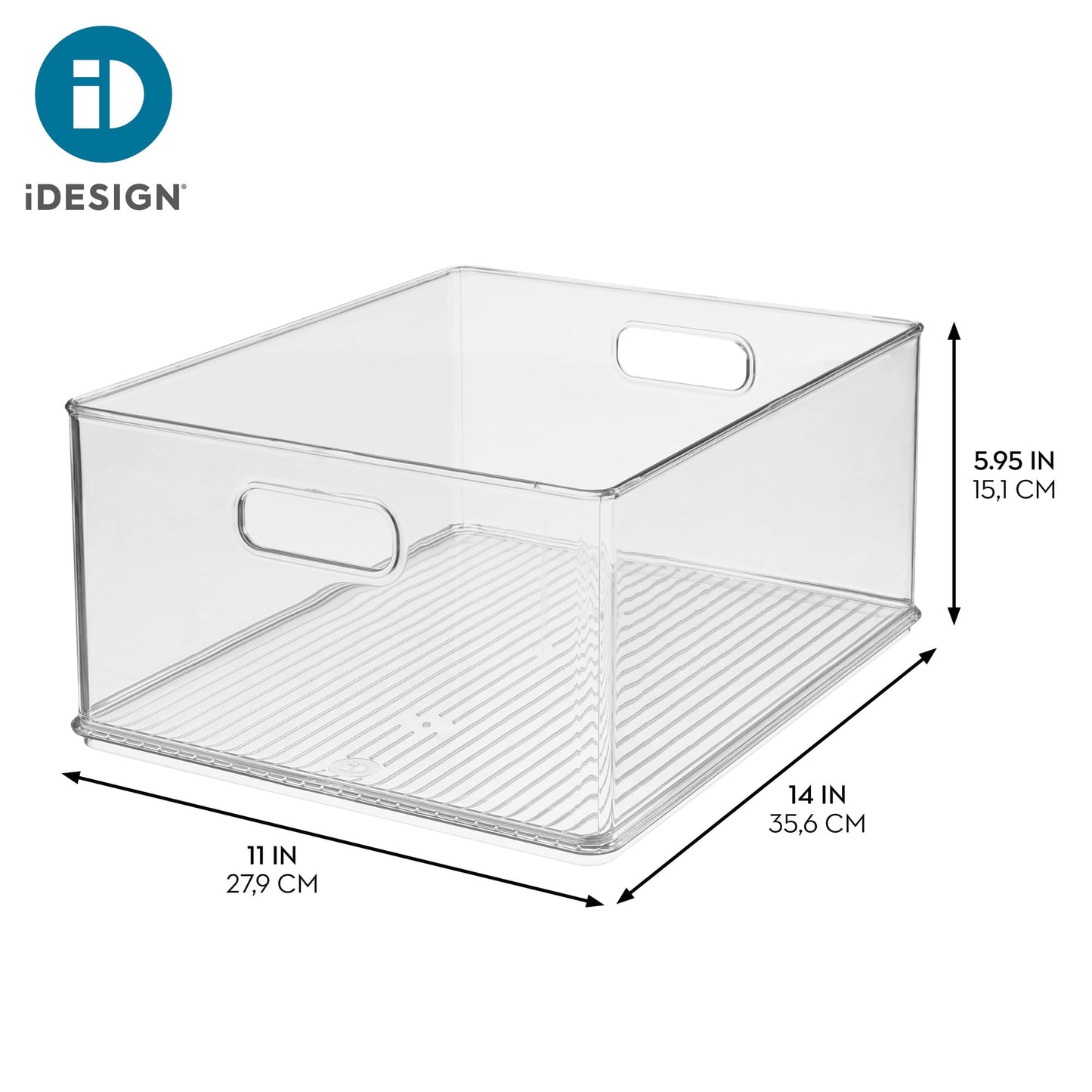 iDesign Recycled Plastic Stackable Storage Bin with Handles - Clear