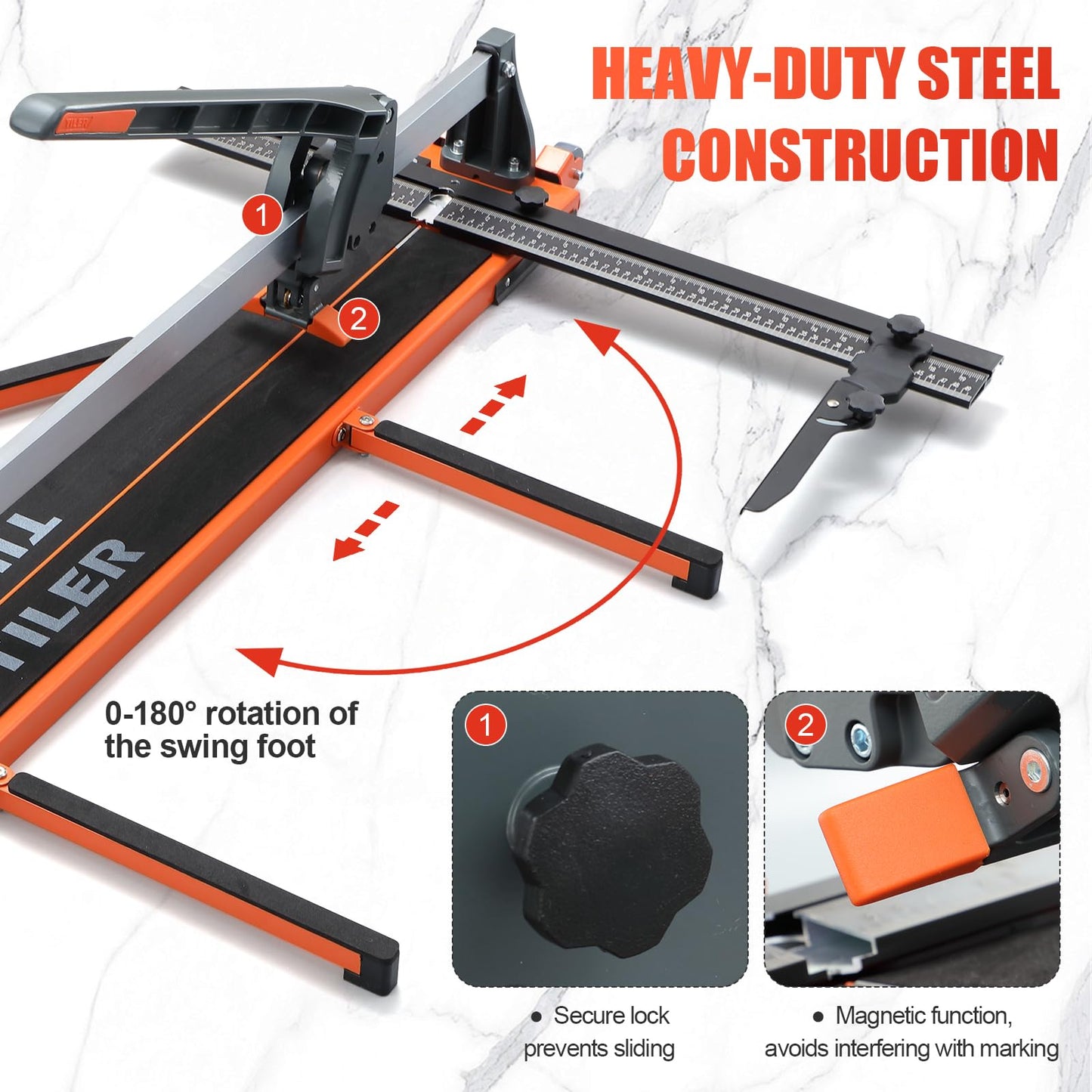 48 Inch Tile Cutter for Ceramic Cutting, Heavy Duty Manual Tile Cutter for Cutting Various Tiles Up to 16mm Thick with 4 Brackets