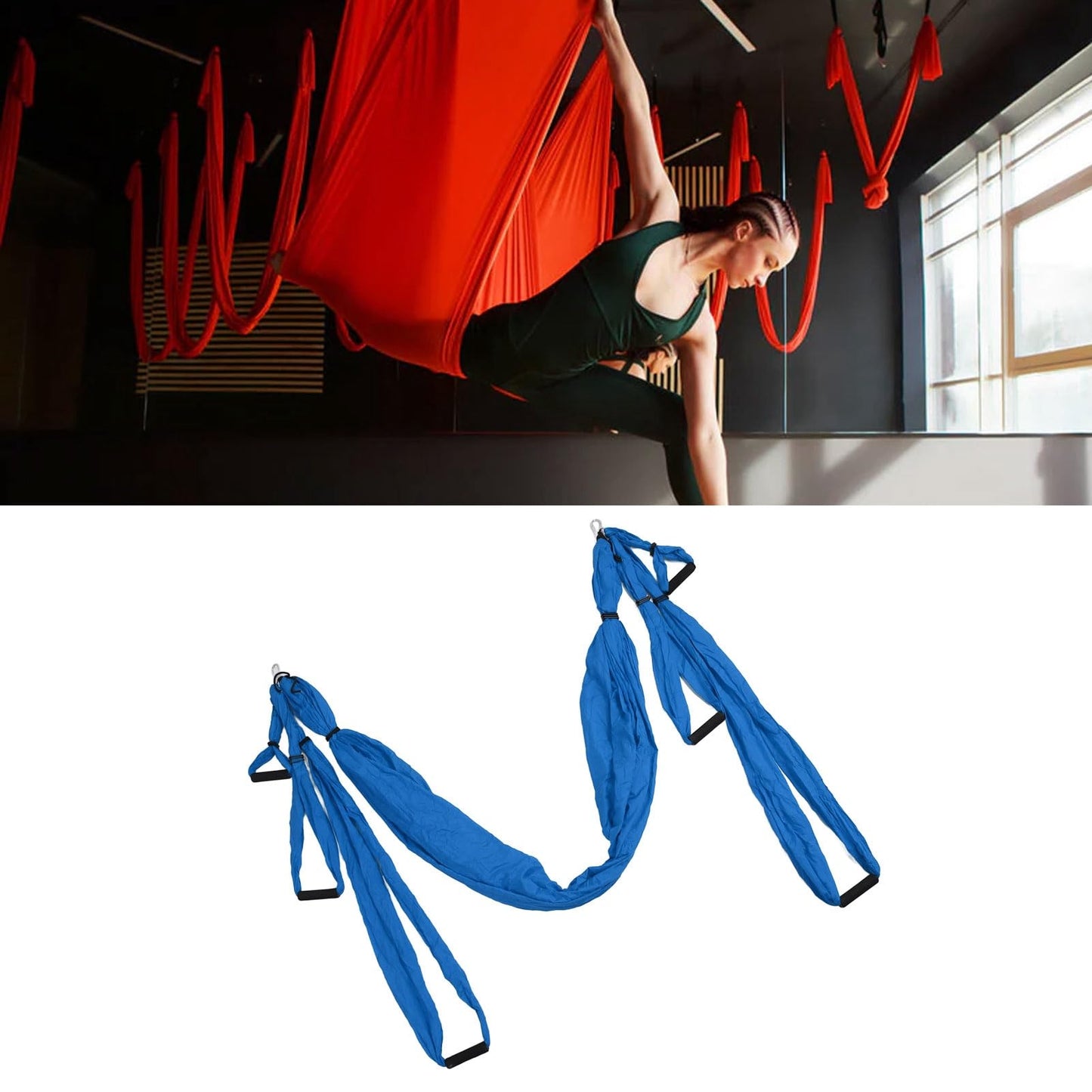 Aerial Yoga Swing Set Adjustable Increase Flexibility Yoga Hammock Yoga Inversion Tool Anti Yoga Sling Suspension Flying Trapeze for Physical Exercise (Dark Blue)