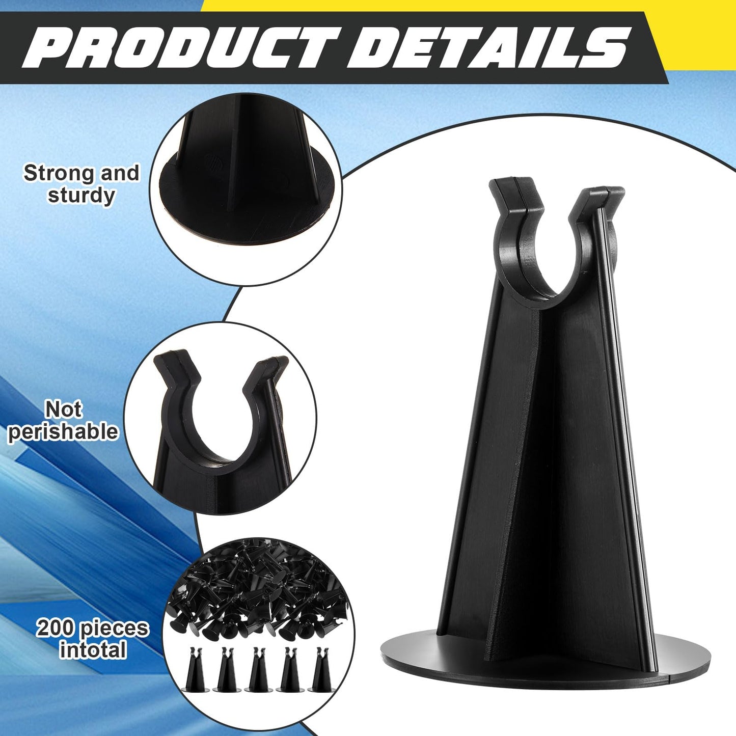 Innconee 200 Pcs 2-1/4 Inch Length x 1.97 Diameter for Plastic Rebar Chair #3 to #5 Black Heavy Construction Concrete Tool