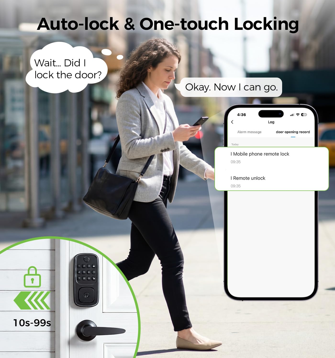 WiFi Smart Door Locks for Front Door Lock Set, Keyless Entry Door Lock Deadbolt with Handle Set, Smart Deadbolt Lock with Alexa & Google Assistant, APP Control, Voice& Fingerprint Unlock, Auto Locking