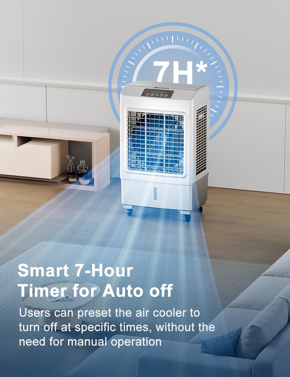 Large Swamp Cooler Air Conditioner, 3 Speeds&3 Ice Boxes, Portable Cooling Fan for Garage Outdoor Indoor Large