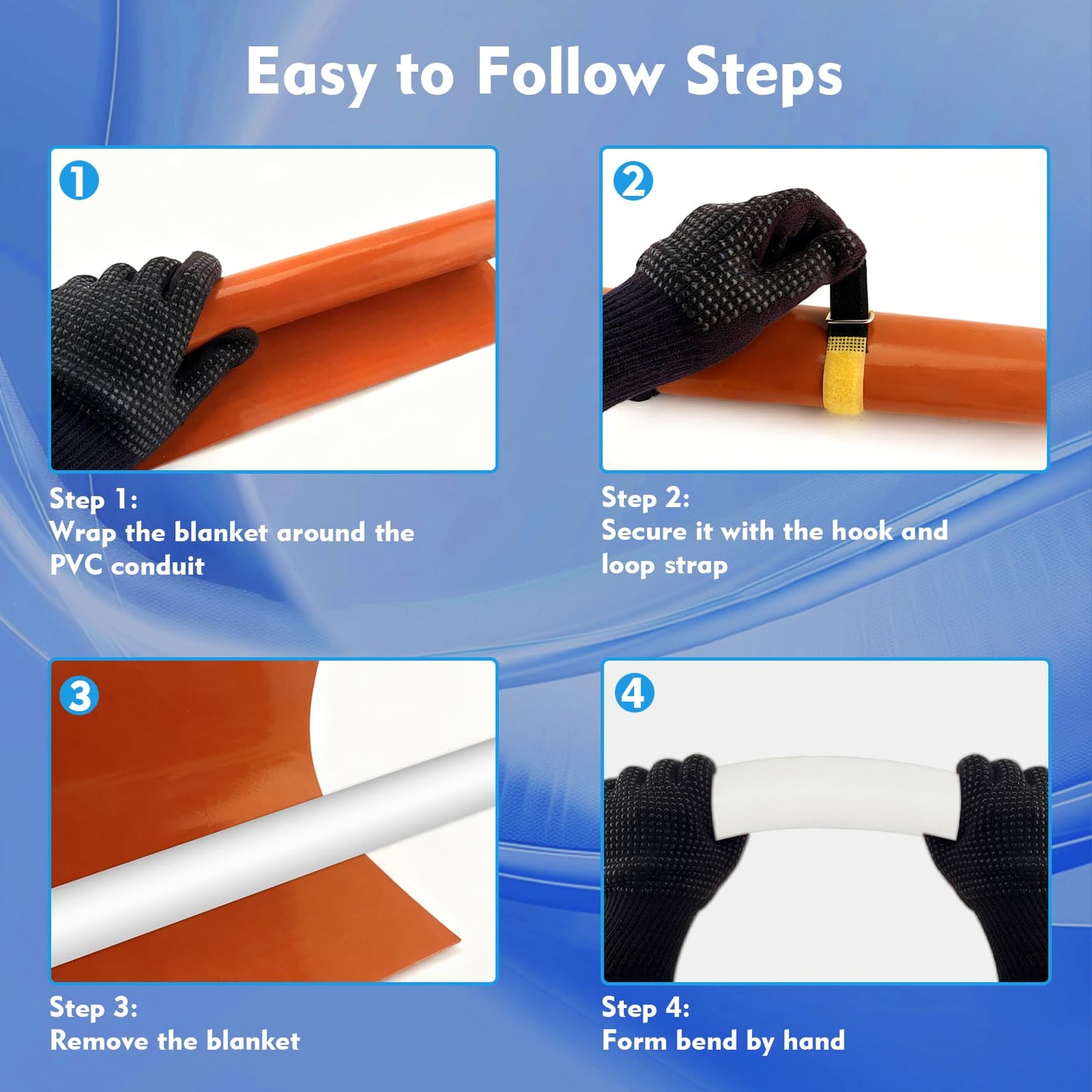 PVC Heating Blanket for Bending Pipes 2" to 3", PVC Conduit Bender 3 Minutes of Heating,Easy Bending,Newly Added Overheat Protection,High-Quality Silicone Material,Longer Service Life,120V/200W