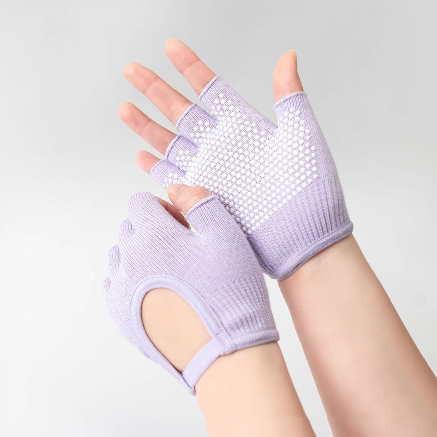 KANGQL Gym Gloves, 2Pcs Silicone Antislip Five Finger Workout Glove Weight Training Gloves Gym Gloves Weight Lifting Gloves for Men Women, Beige