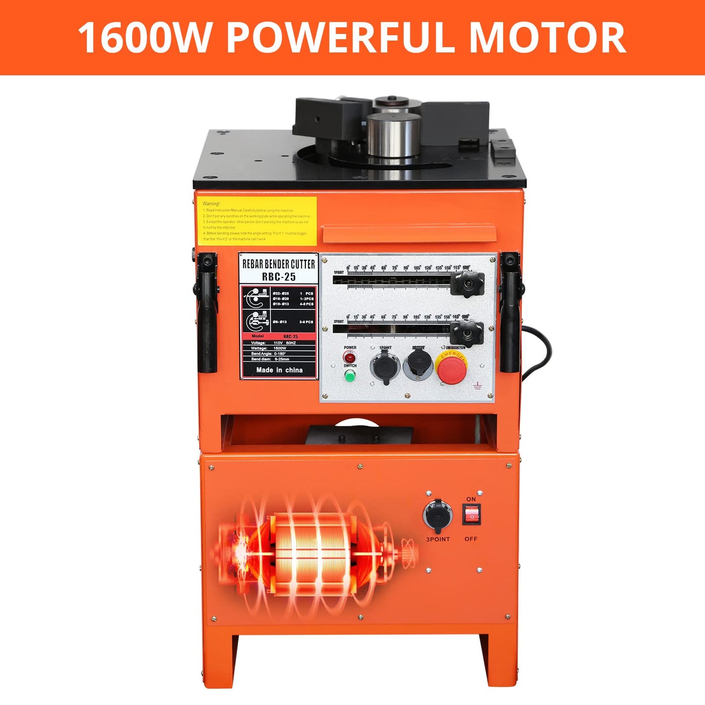 Electric Rebar Bender & Cutter Machine Rebar Steel Bender 1''/25 mm Max Rebar Diameter, Bending Machine For Bending Rebar, Steel Bar, Steel Rod (1600W Rebar Bender and Cutter)