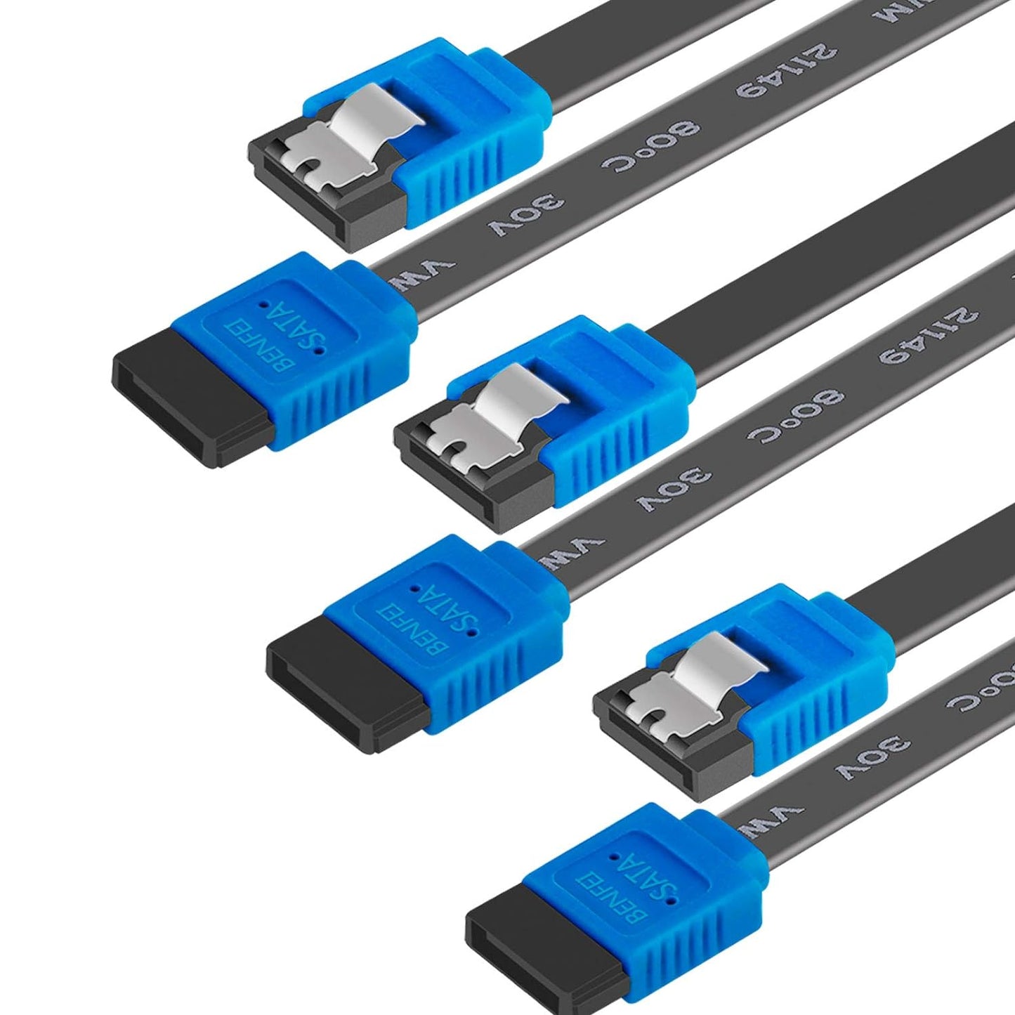 3 Pack 6Gbps 18 Inch SATA Cable III, Benfei SATA Cable III Straight HDD SDD Data Cable with Locking Latch for SATA HDD