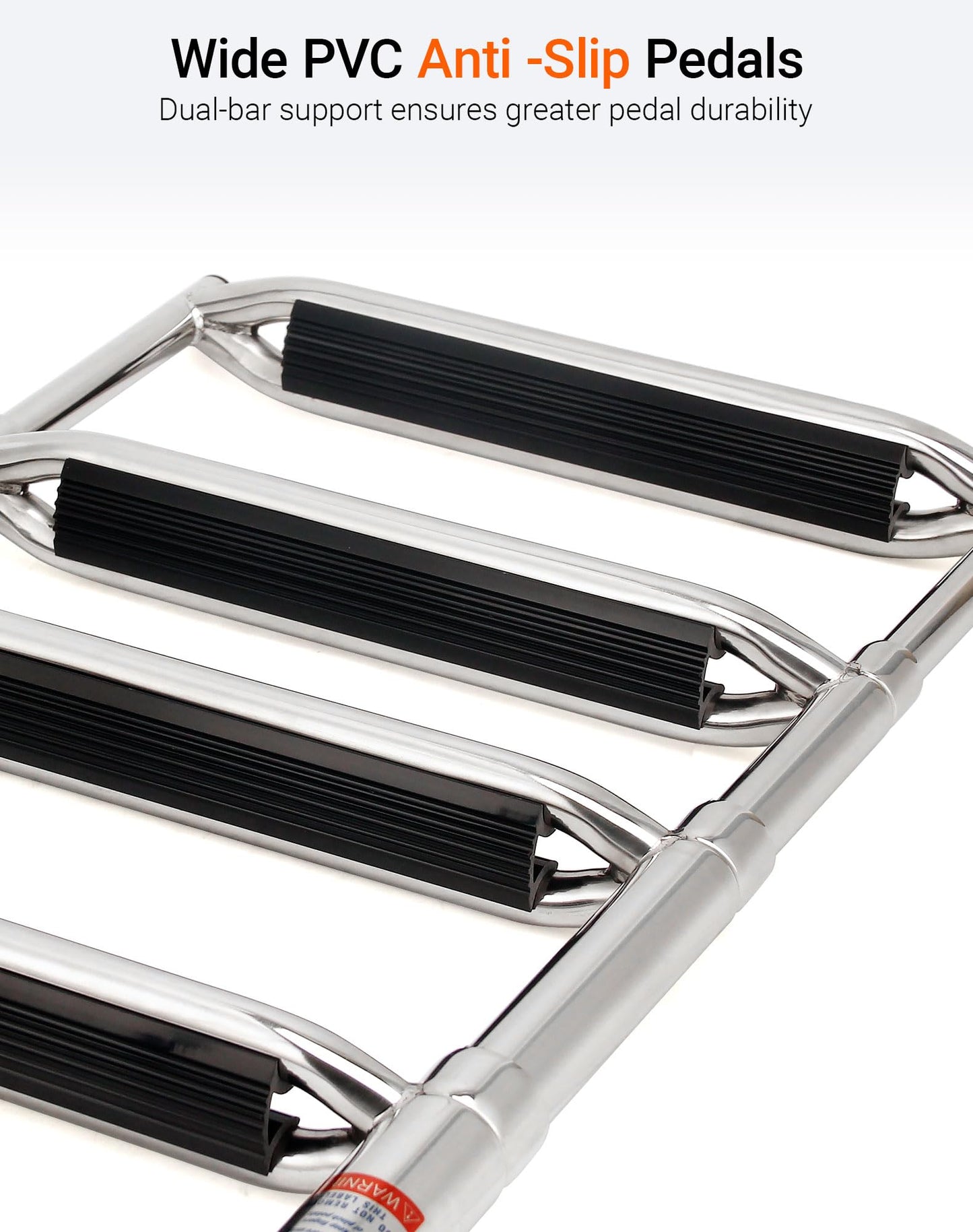 Mojiate 4-Step Stainless Steel Telescoping Dock Ladder for Pontoon Boats - Heavy Duty 600lbs Capacity, Foldable Rear Entry Swim Ladder with Wide Anti-Slip Pedals & Handrails