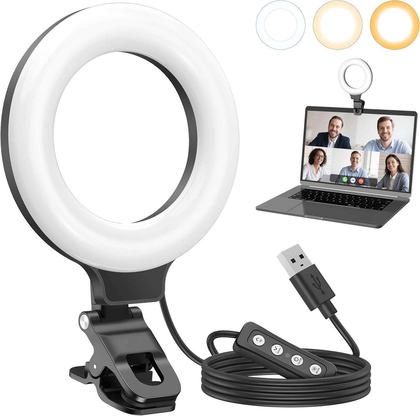 Anautin Lighting,360Adjustable,Portable Ring Light for Video Conference LED Video Conference Lighting