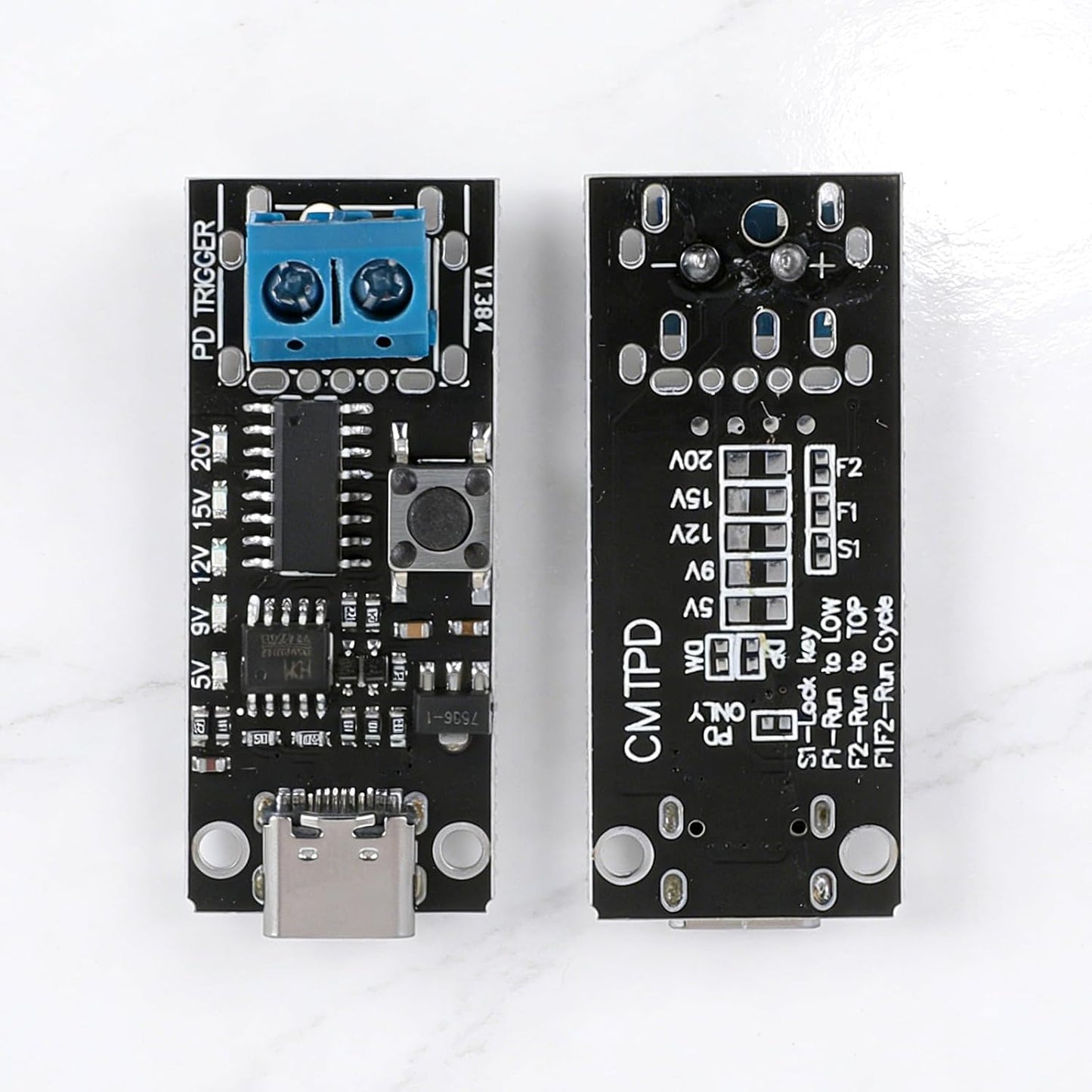 Qulkws 2 Pack 100W 5A 5V 9V 12V 15V 20V 5A USB-C Fast Charge PD QC DC Adjustable Voltage Power Module USB-C Decoy Board