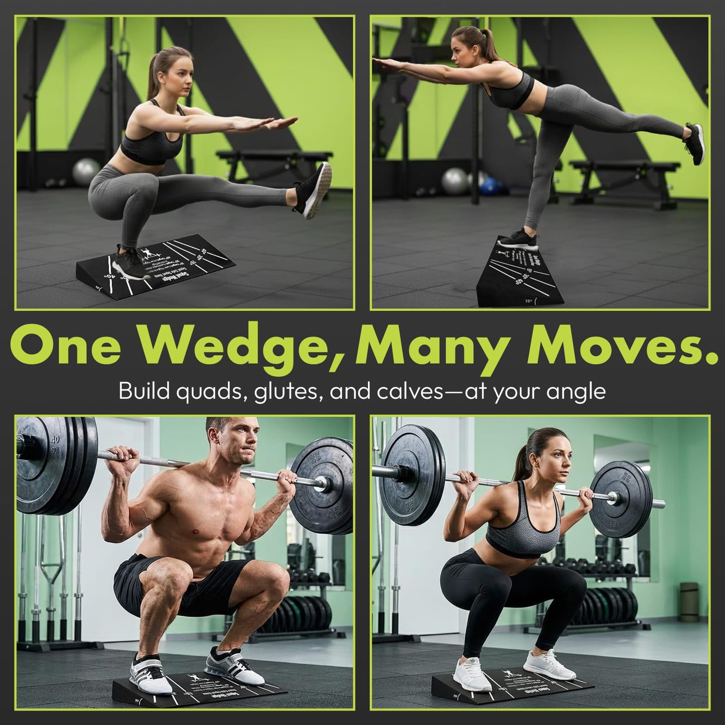 Squat Wedge Block – Non-Slip EVA Material Slant Board with 15°/30°/40° Angle Markings, 15° Heel-Elevated Incline Squat Wedge for Deep Squats & Calf Stretches (Gym, Home, Therapy & Yoga)