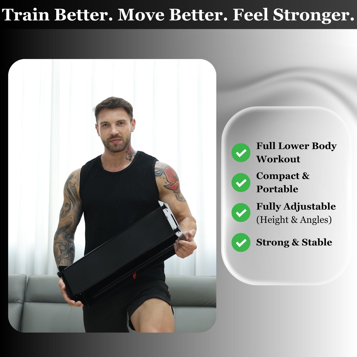 Calf Raise Block & Slant Board, Compact 3-in-1 — Height & Angle Adjustable Platform for Calf Raises, Heel-Elevated Squats, Knees Over Toes, Ankle Mobility & Calf Stretching, with Resistance Bands, 880 lbs