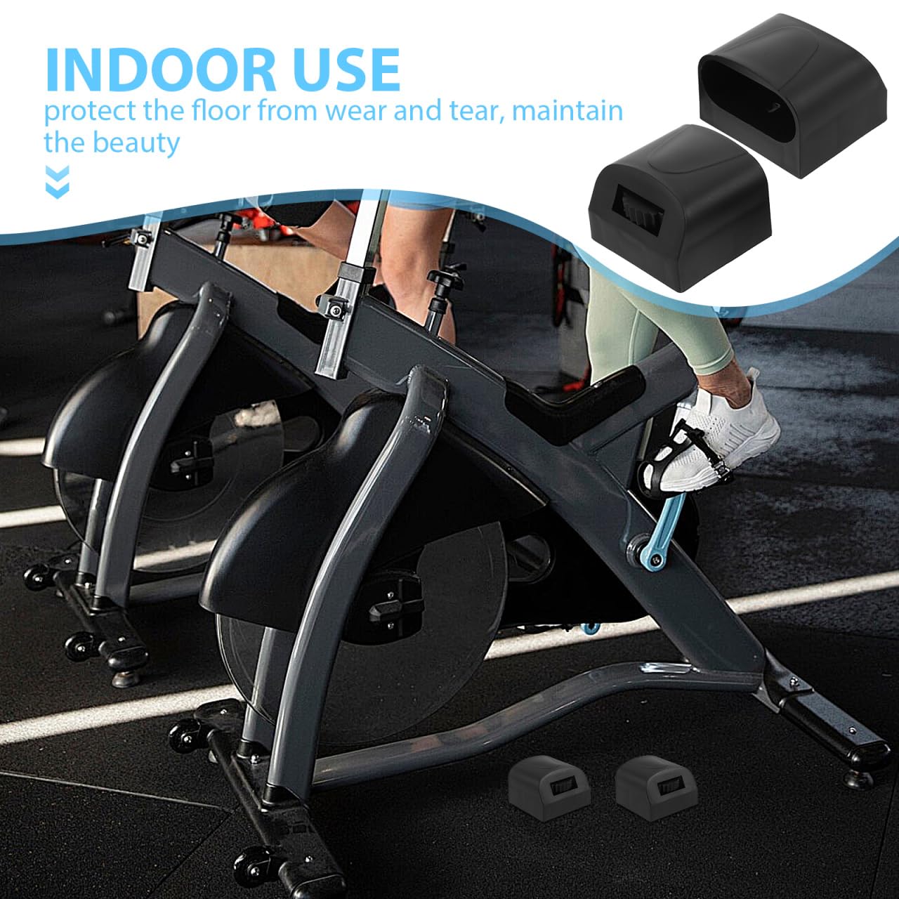 DECHOUS 2Pcs Fitness Equipment Foot Covers Non-Slip Plastic End Caps for Indoor Cycling Bikes High Density Noise Reduction Floor Protectors Gym Accessories