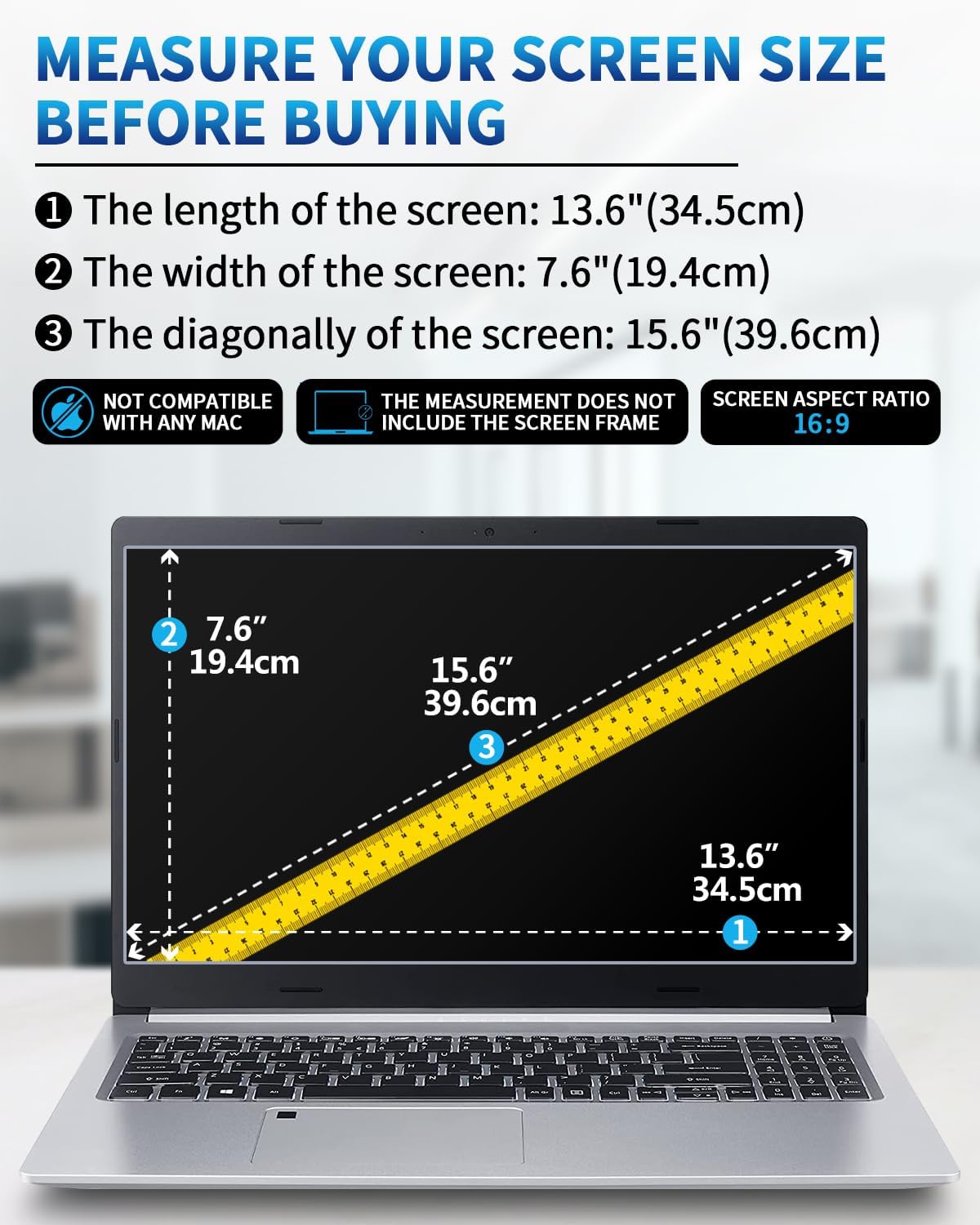 2-Pack 15.6 Inch 15.6" 16:9 F FORITO Anti Blue Light Laptop Screen Protector, Eye Protection Anti Glare Matte Computer