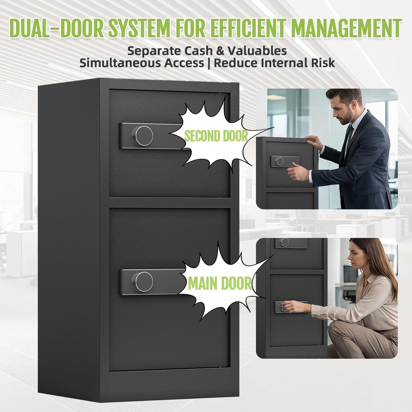 8.6 CuFt Safe Box, Large Safe for Home Office, Heavy Duty Safe with Digital Lock & Keypad, Document Safe with Hidden Compartment, Adjustable Shelf, Anti-Theft Alarm, Fireproof and Waterproof Bag