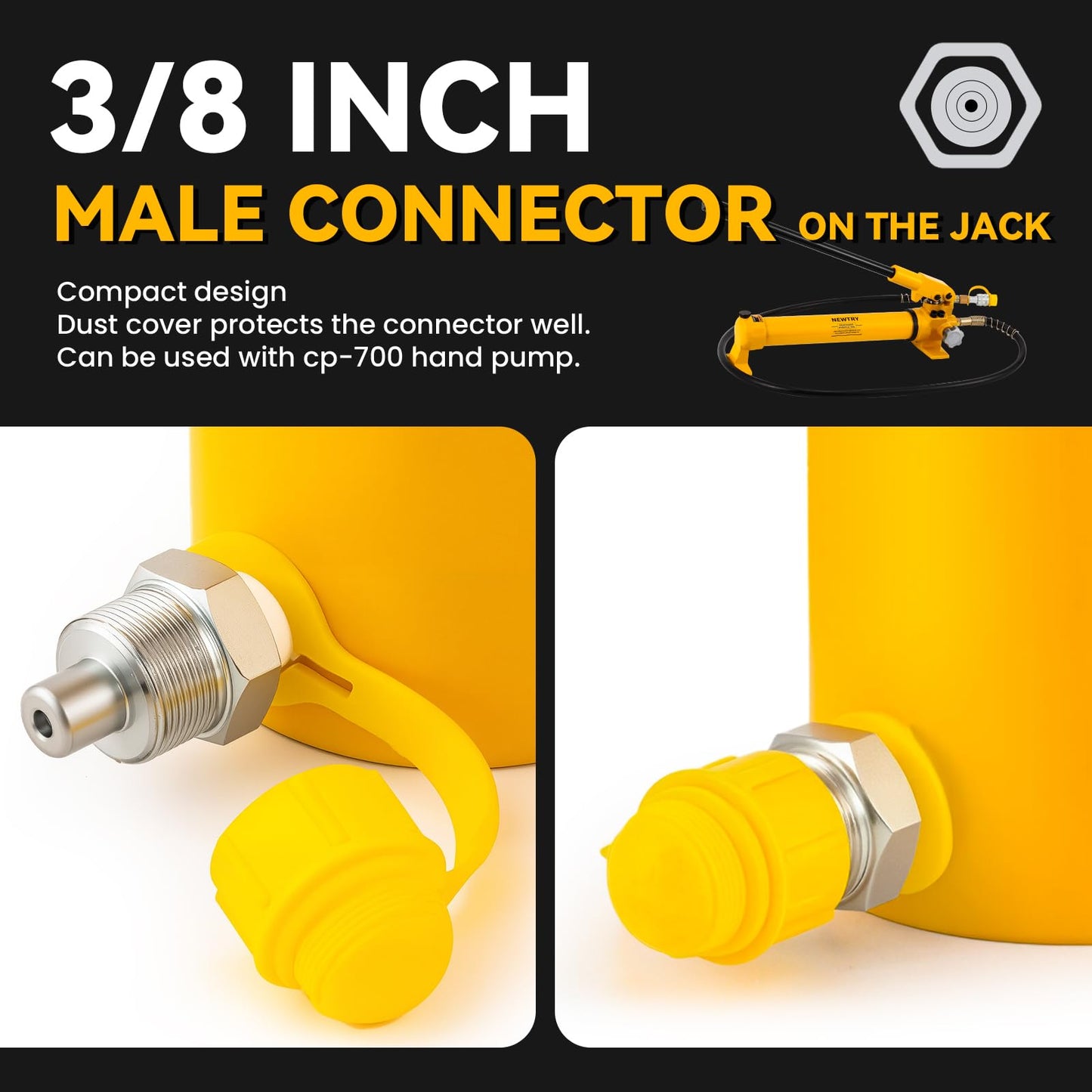 NEWTRY 30 ton Hydraulic Jack Cylinder Long Ram 6” Stroke Portable Hydraulic Industrial Lifting Porta Power Retract Automatically