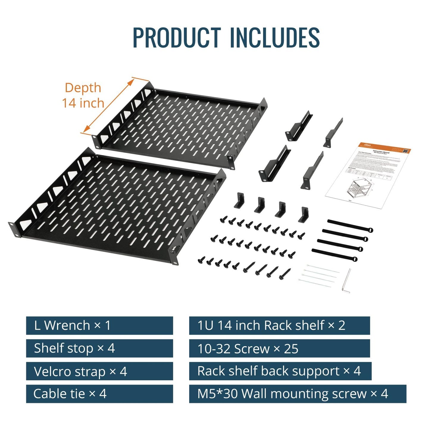 Tecmojo 20U Open Frame Network Rack for IT & AV Gear, AV Rack Floor Standing or Wall Mounted,with 2 PCS 1U Rack Shelves & Mounting Hardware,Network Rack for 19" Networking,Audio and Video Device