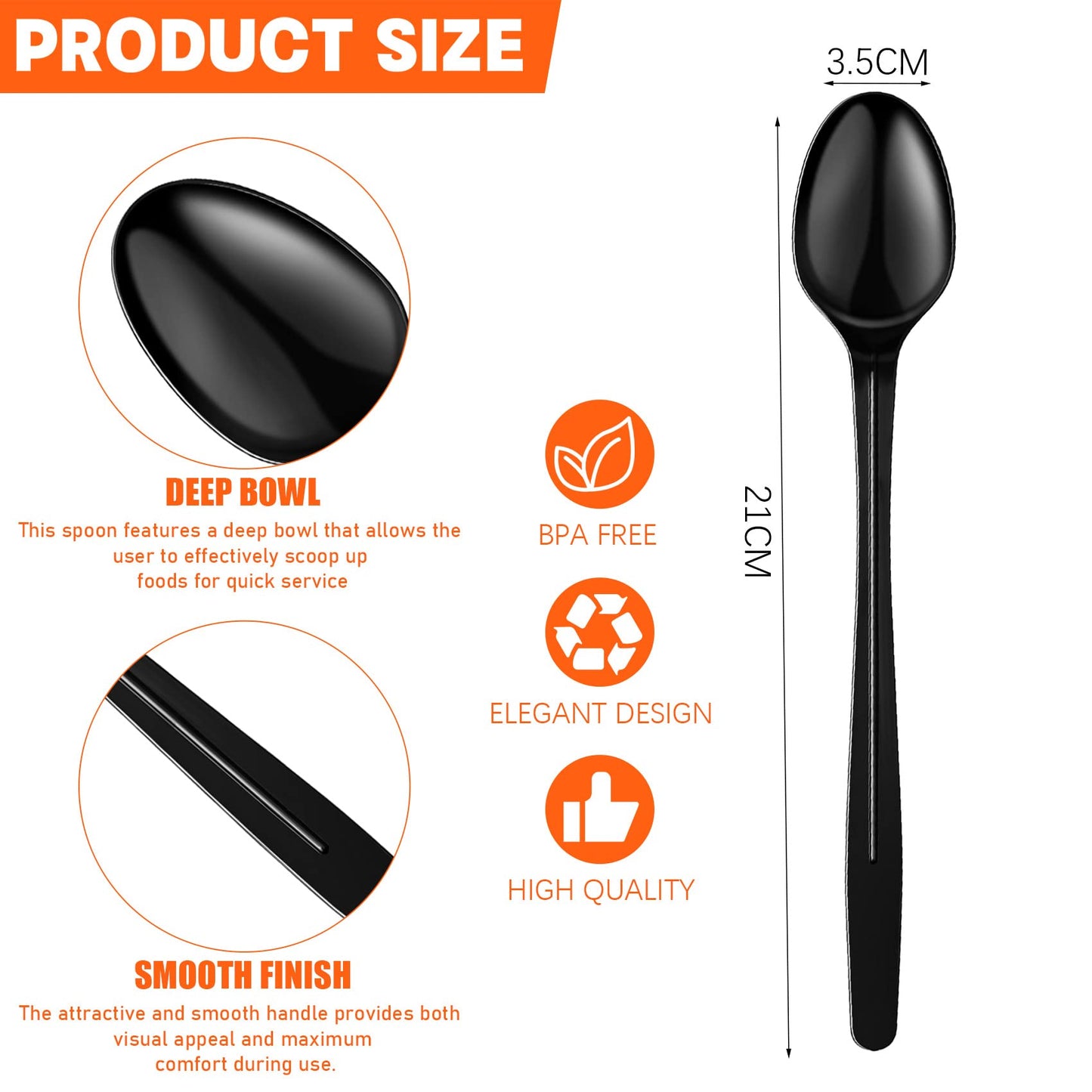 HMDZMR Plastic Spoons, 9" Long Handle Spoon, Sturdy Ice Cream Spoons, Disposable Spoons for Cocktail Stirring Dessert Milkshakes Ice Cream (192 Pack)