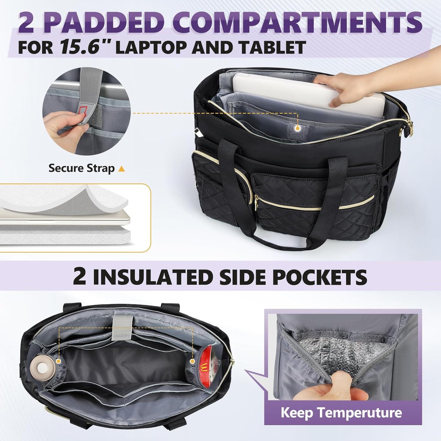 SDYSM 15.6 inch Teacher Tote Bag Laptop Bag Work Bags for Women Nurse Tote Professional Computer Messenger Shoulder