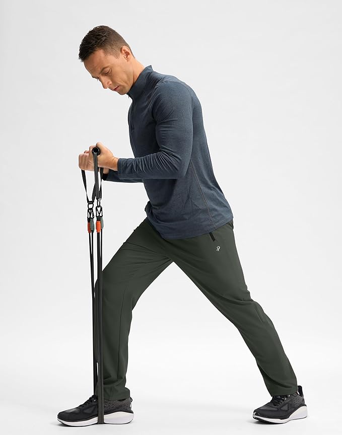 Pudolla Men's Lightweight Hiking Pants Quick-Dry Outdoor Sweatpants with Zipper Pockets for Casual Travel Athletic Workout