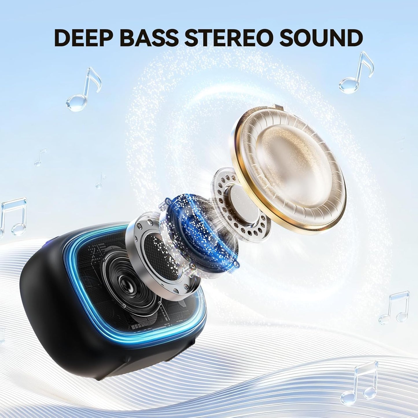 TECKNET IP67 30H 5.4, Portable Bluetooth Speaker, Waterproof Speaker with Stereo Sound, Up to Playtime, Magnetic