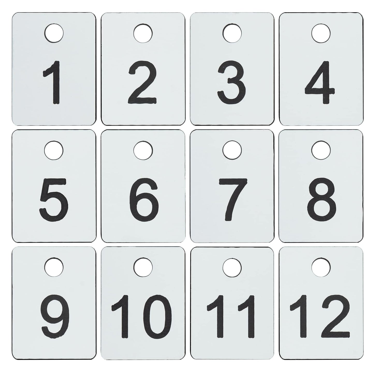 StayMax Plastic Numbered Tags Rectangle Key Number Tags Number Disc with Hole (1-100, White)