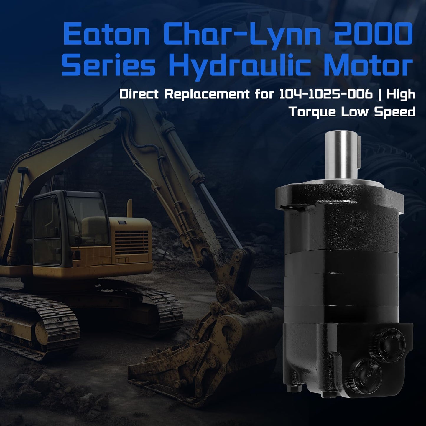 SINOCMP 104-1025-006 1041025006 104-1025 for Eaton Char-Lynn 2000 Series Hydraulic Motor, SAE A 2-Bolt Mount, 1.25 Inch Keyed Shaft, Geroler Design, Replacement for Agricultural & Industrial Equipment