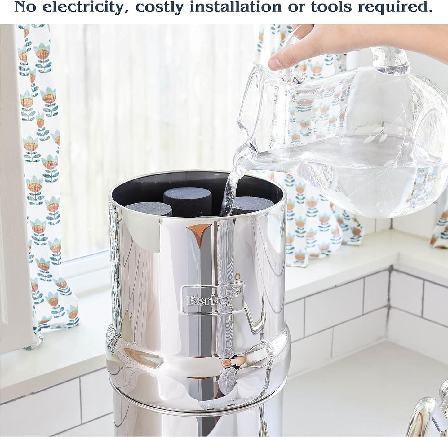 Big Berkey Gravity-Fed Water Filter System 2.25 Gallon with 2 Black Berkey Elements, 2 PF-2 Fluoride and Arsenic Reduction Elements