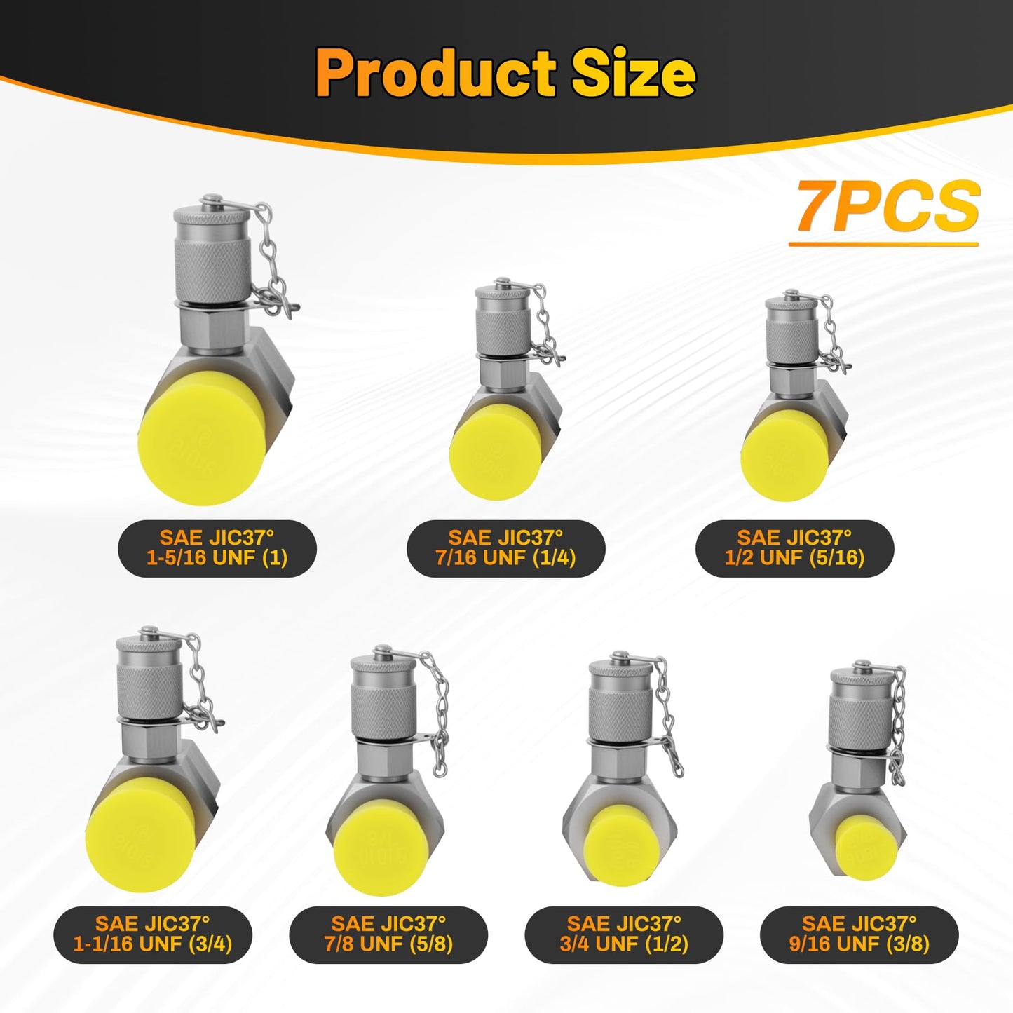 Zorqon 7Pcs Hydraulic Swivel Run Tees Connector Tester Coupling Set Replace for JIC37, Fit For Excavator Construction Machinery Hydraulic System