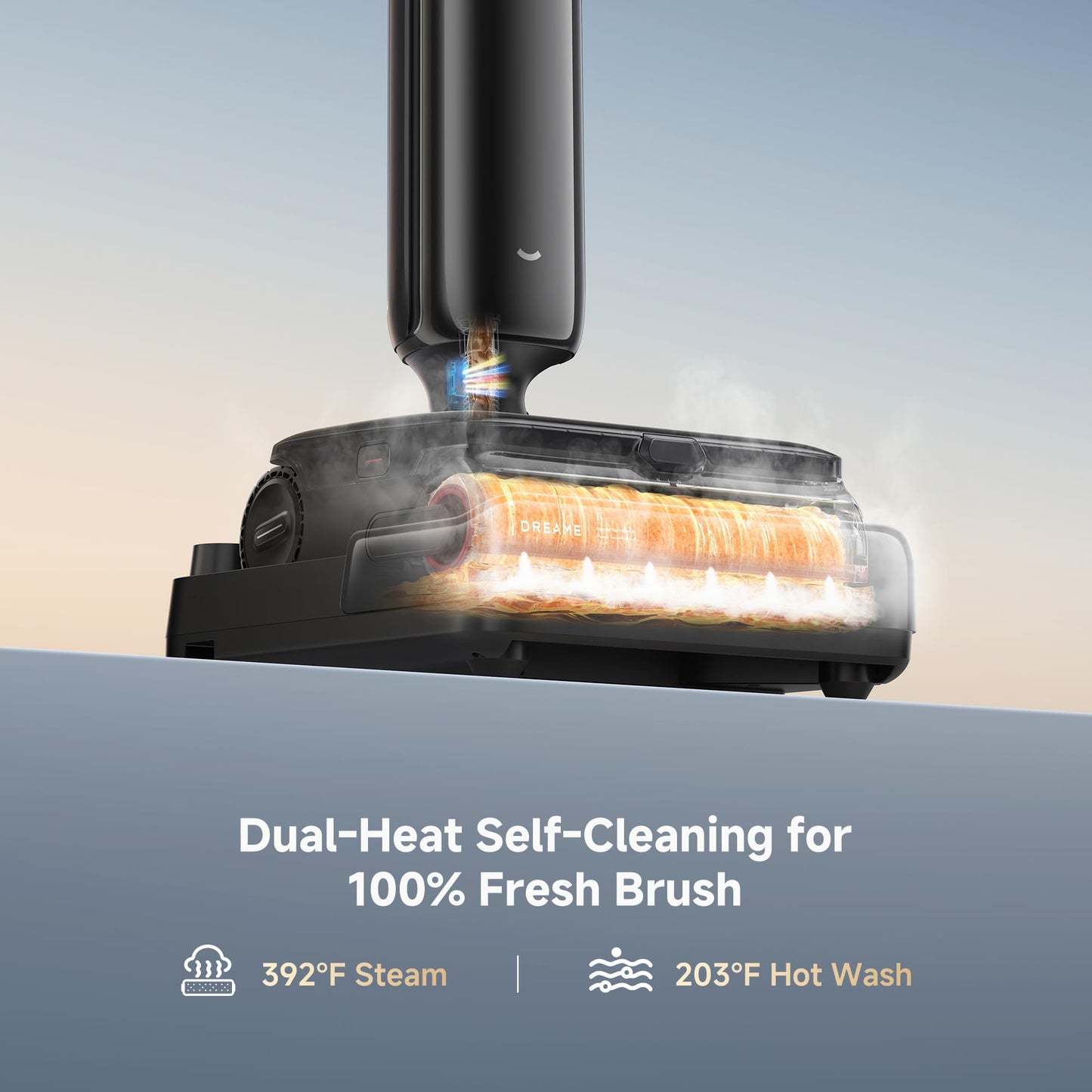 DREAME Aero Pro Steam Wet Dry Vacuum Mop, 392℉ Steam Cleaning, 28kPa Suction, 3.88in Ultra-Slim Vacuum Mop Combo, 0 Hair Tangle for Pet Owner, Heated Brush Wash, Hot Air Drying, Up to 70min Runtime
