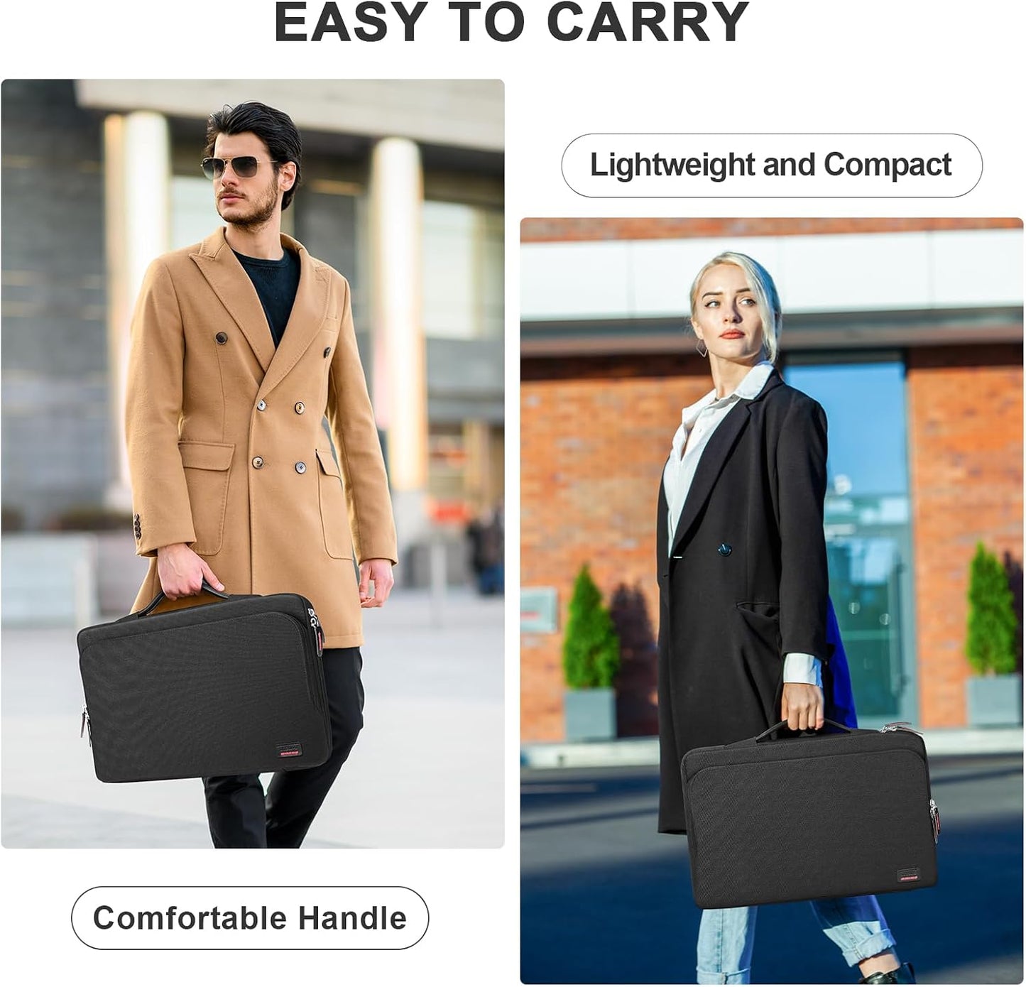 Losong 16.1/15.6 Inch 15.6 inch Portable Monitor Case, Laptop Protective Carrying Cover with PU Handle, Large Accessory