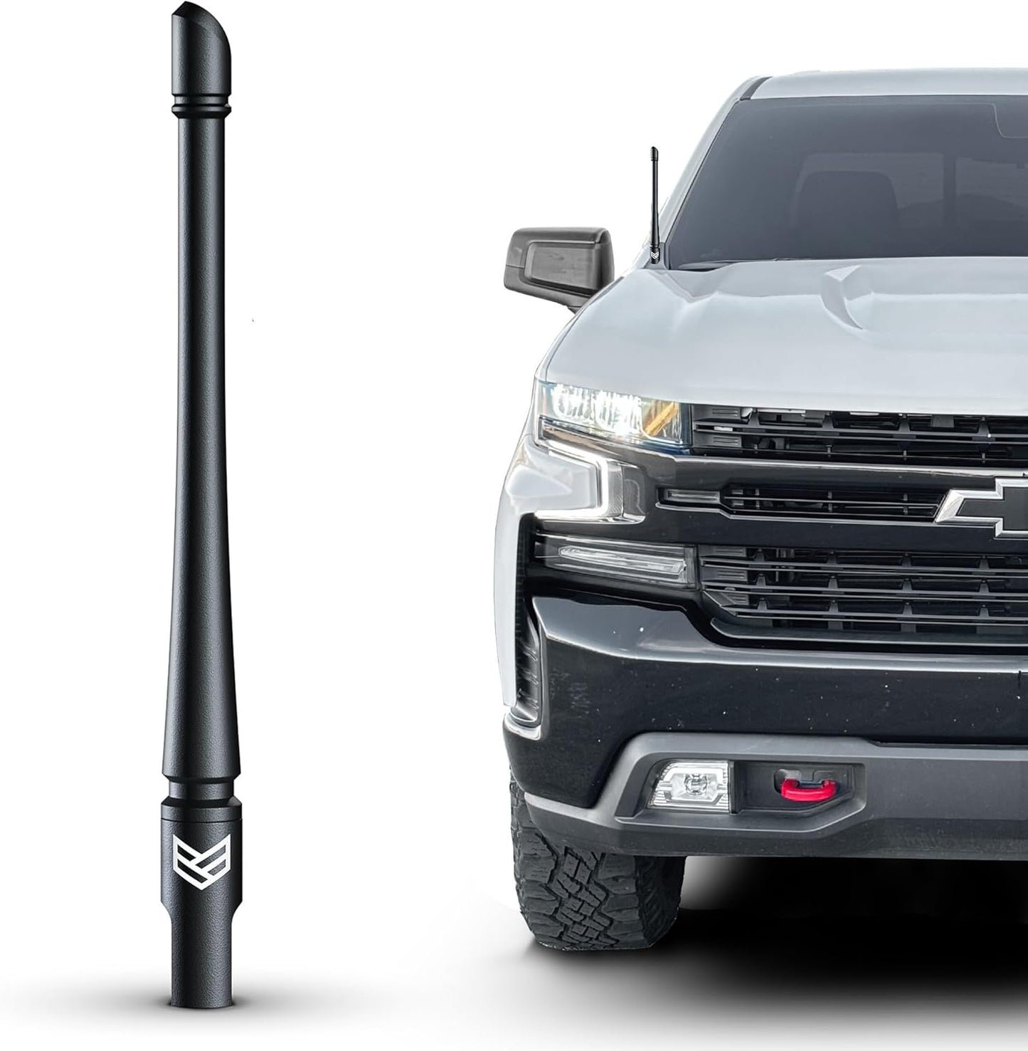 Ronin Factory (2014+) (8 Inch Truck Antenna for Chevy Silverado & GMC Sierra Accessories Anti Theft - Carwash Safe