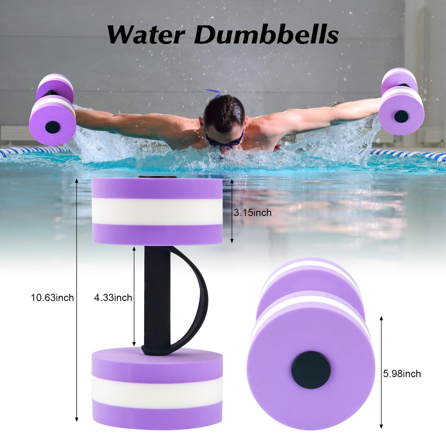 HOMNUTS Water Dumbbells Aquatic Exercise Combo Set, High Density Water Weight, Swimming Belt, Swimming Aquatic Gloves for Swim Fitness Training Water Exercise