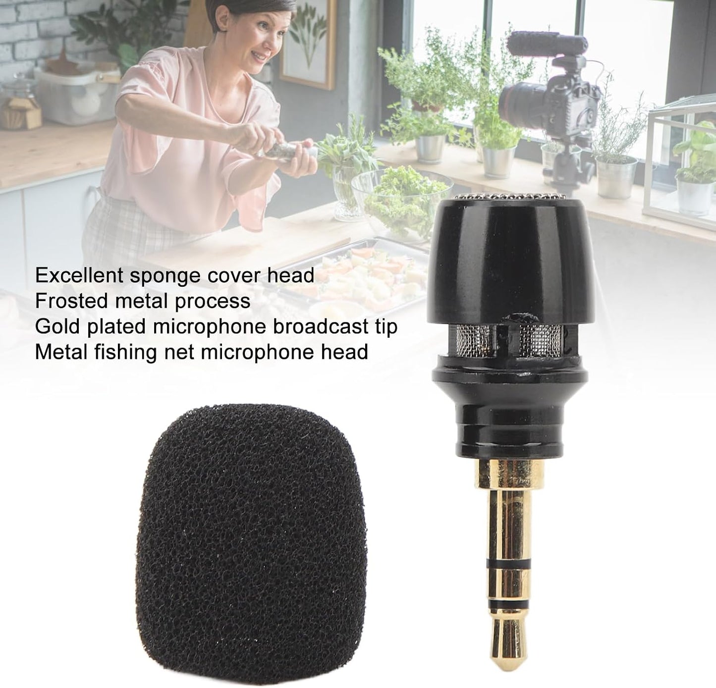 ciciglow 3.5mm, External Camera Microphone Mini Omnidirectional Condenser Microphone with Noise Reduction, for DSLR