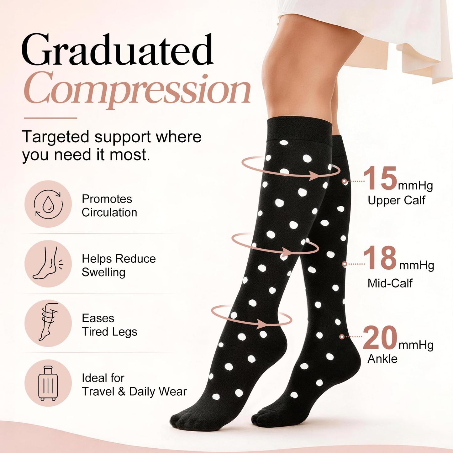 BLUEENJOY Copper Compression Socks for Women & Men (6 pairs) - Best Support for Nurses, Running, Hiking, Recovery