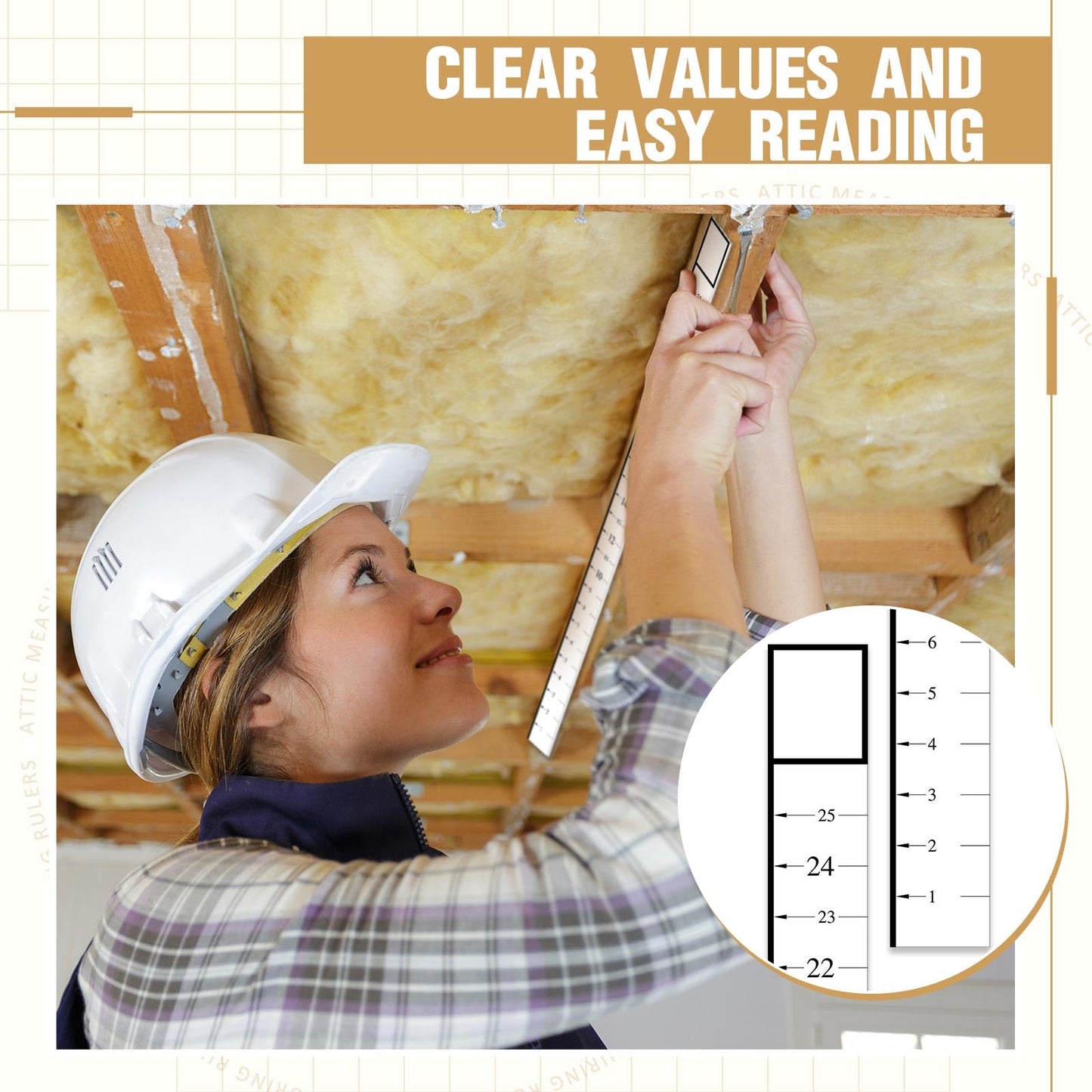 Saysurey Attic Measuring Rulers (Case of 1000), 25 Inch, Card Stock, Attic Insulation R-Value Ruler for Insulators Ceiling Insulation